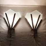 Par de apliques de bronce. España, 1980s.