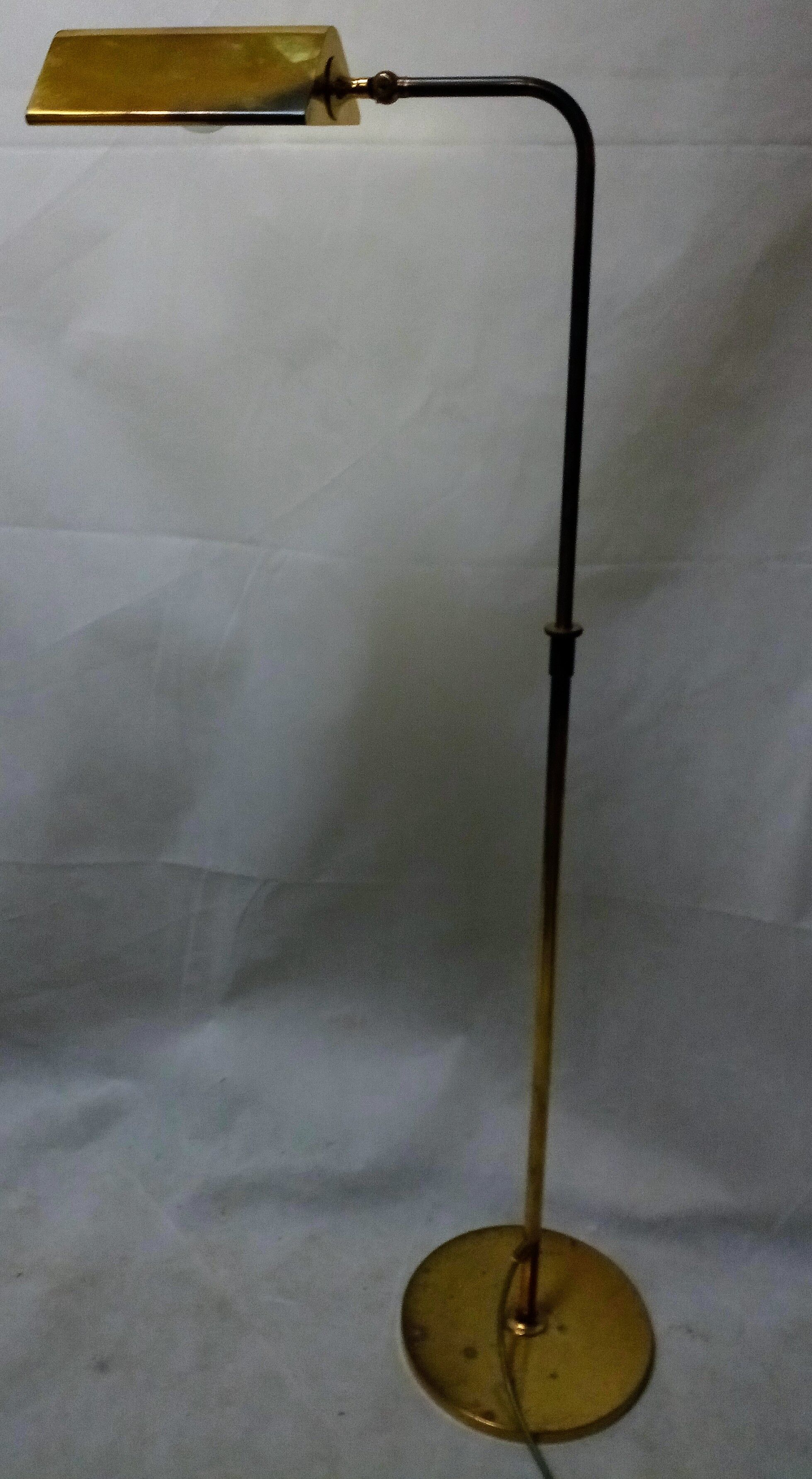adjustable brass floor lamp by Florian Schulz for Interline, germany 70s