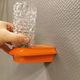 Bathroom lamps in a nice orange colour with a crystal glass shade and a base of hard thin plastic