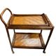 Vintage rolling dessert trolley in rattan and bamboo with removable tray from the 70s.