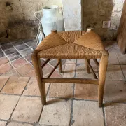 Wooden straw camp stool