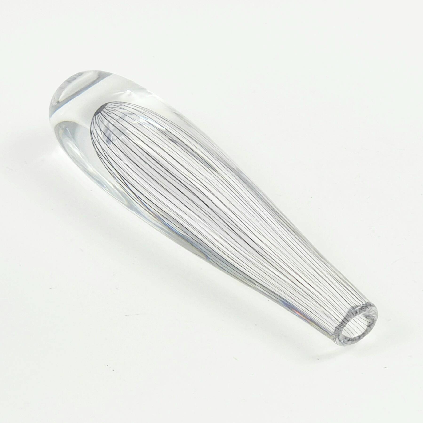 Mid Century Scandinavian Striped Glass Vase, V. Lindstrand for Kosta, 1950s