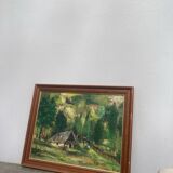 Old paysgae painting oil on canvas assembly