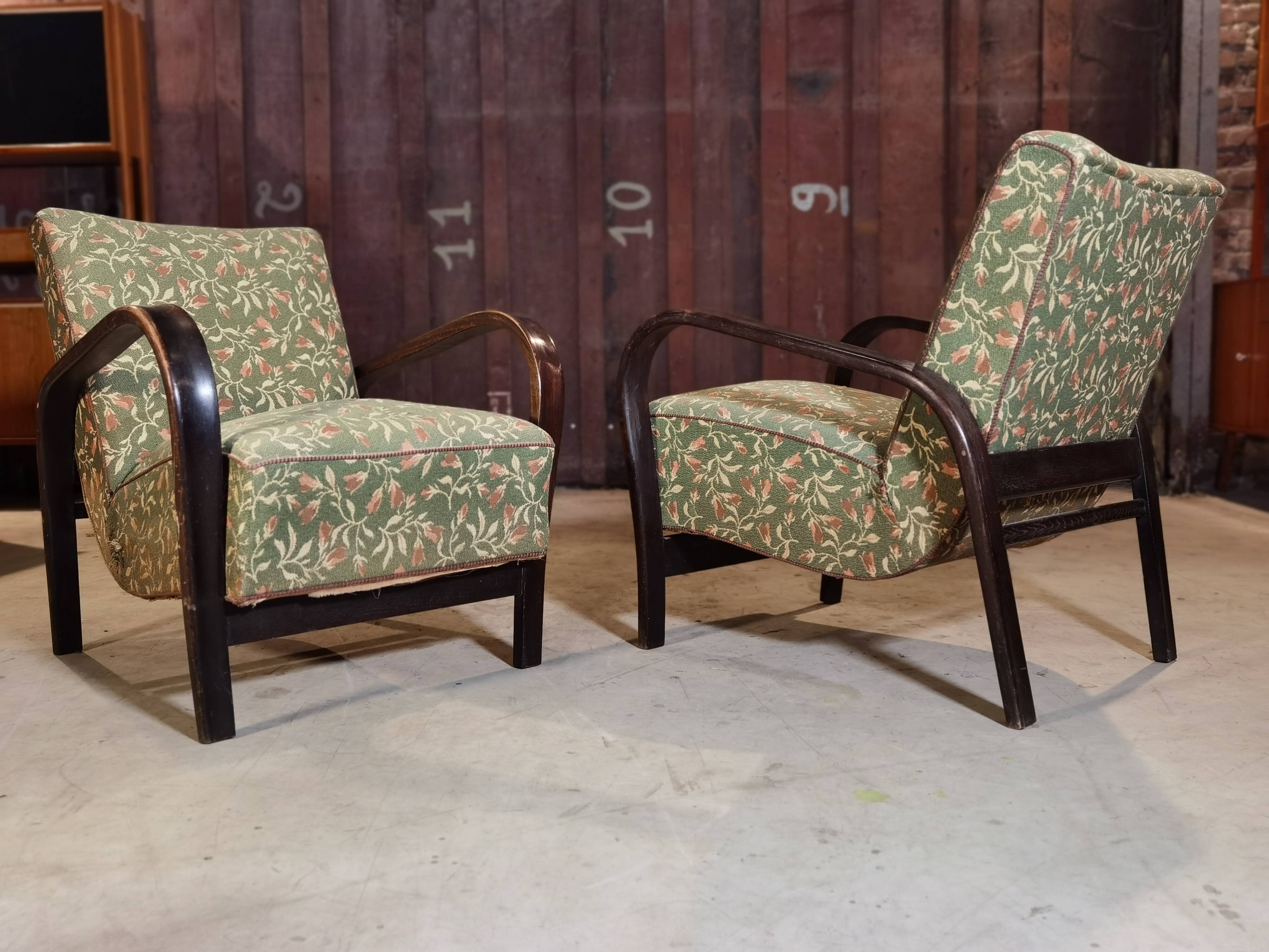 Pair of armchairs Art Deco Karel Koelka and Antonon Krop-ek