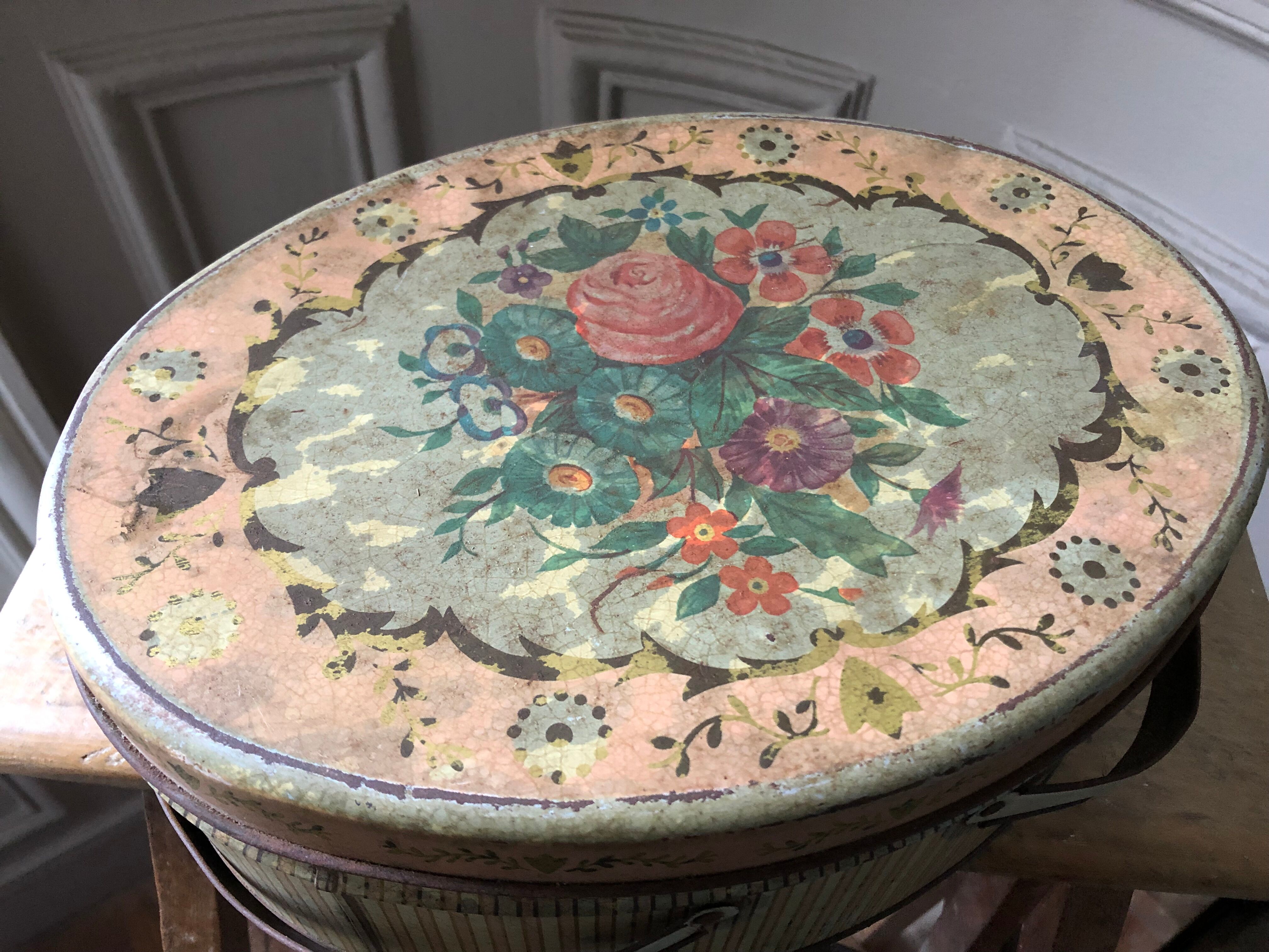 Sewing box, lithographed sheet metal box