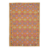 Tapis vintage turc Oushak fait à la main en laine et coton orange des années 1970, 177x256.