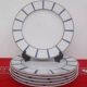 6 Basque blue and red porcelain flat plates
