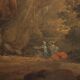 Old painting of a landscape with figures, oil on canvas, 18th century.