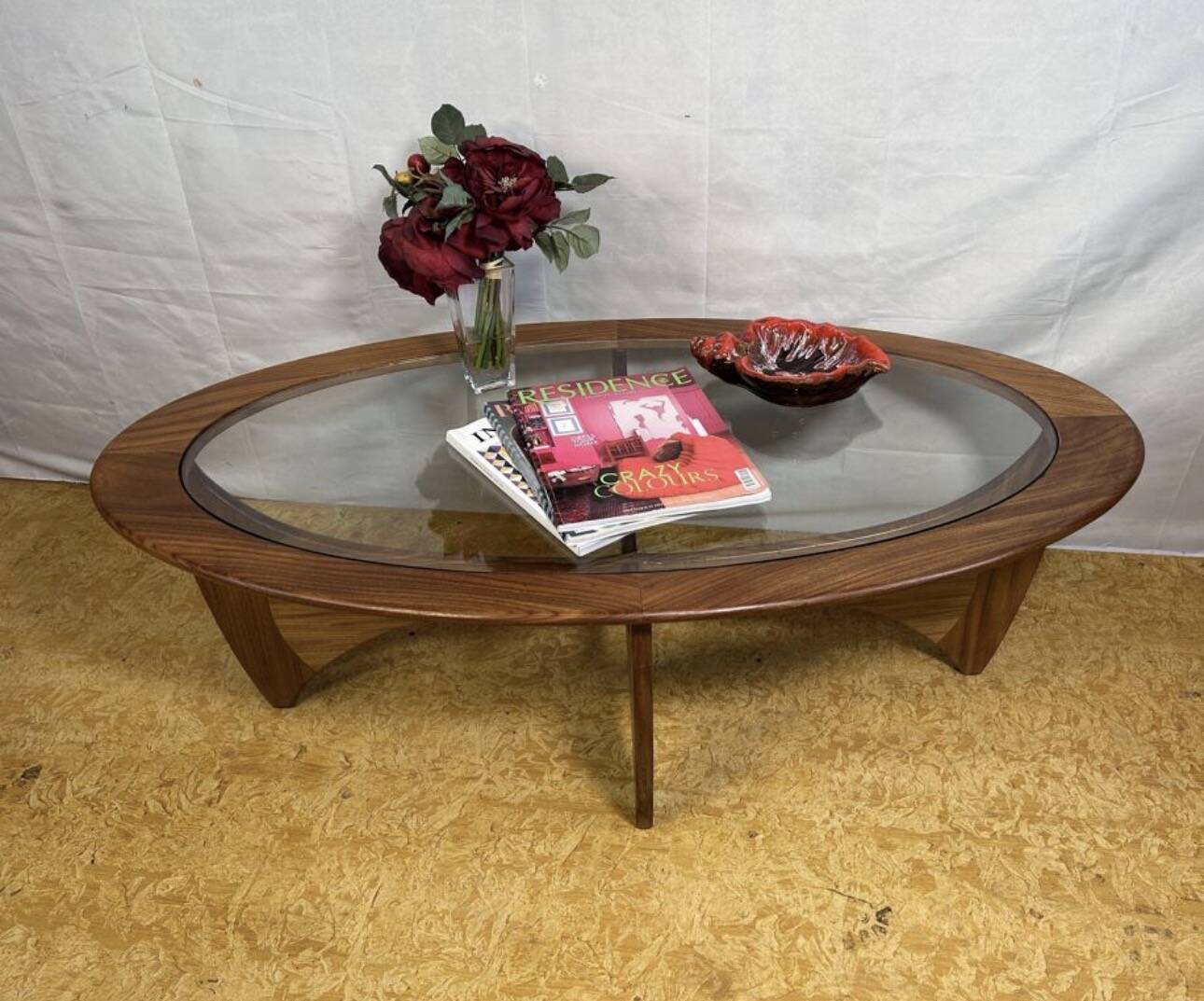 Mid Century Retro Vintage Teak & Glass Oval Astro Coffee Table by GPlan1960