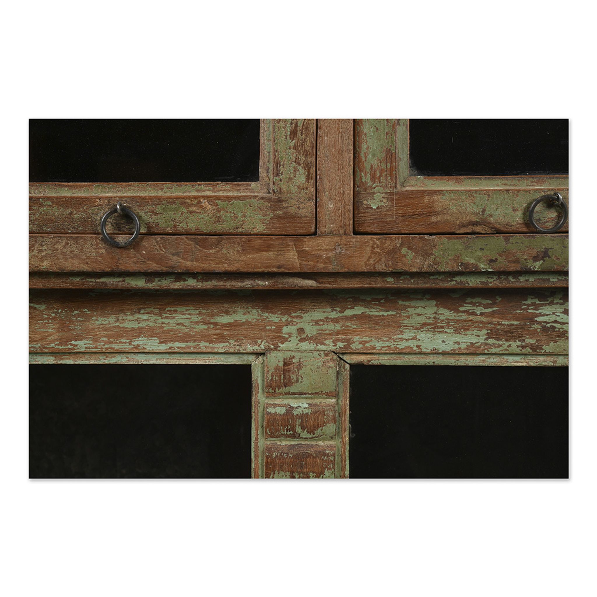 Wooden presentation cabinet with 20 glazed cupboards