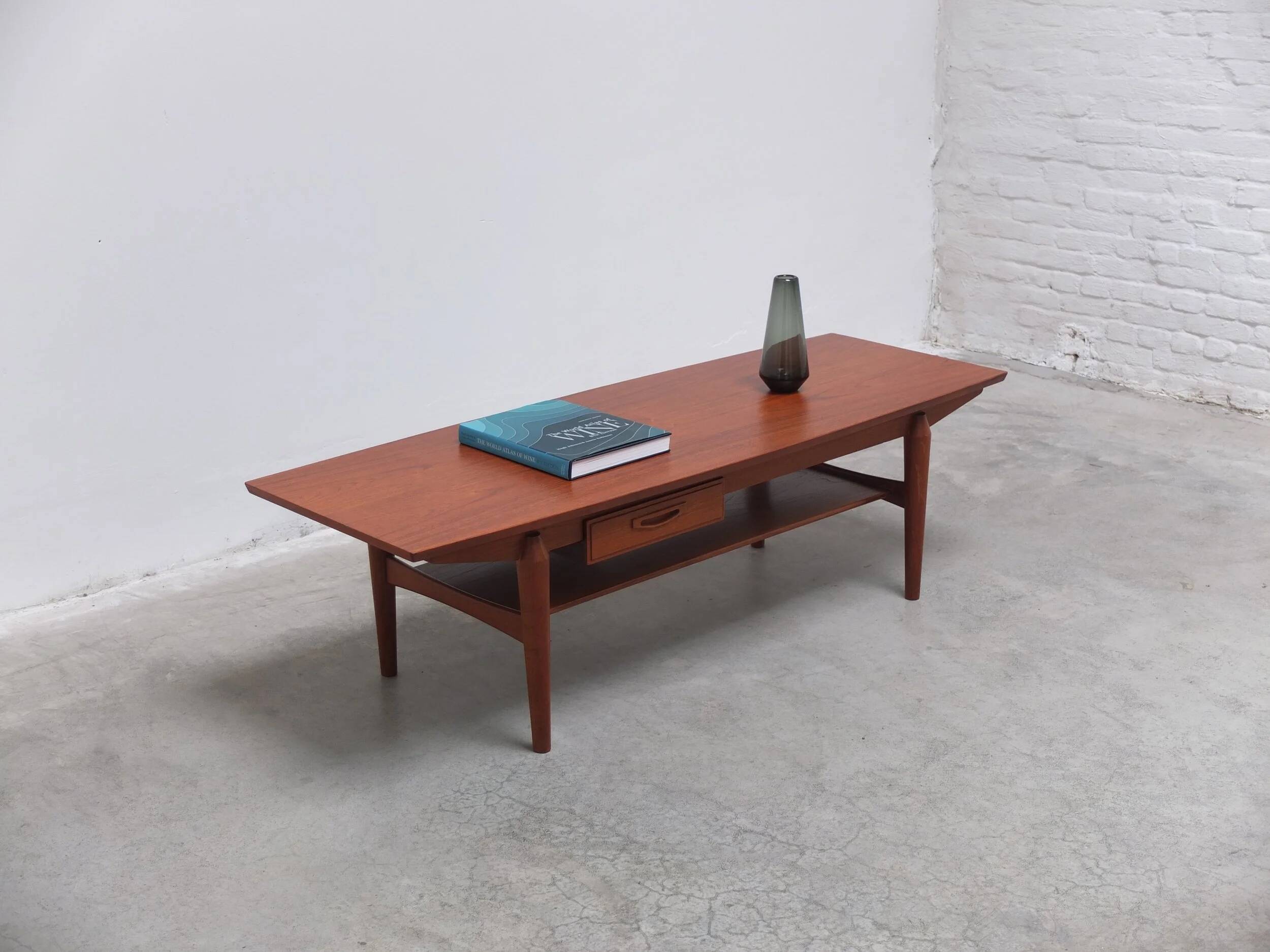 Large coffee table with magazine rack by O.M.F., 1960s