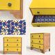 Commode art déco jaune poudré et bois brut