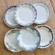 Mismatched vintage flat plates in ironstone - Blue/green decor