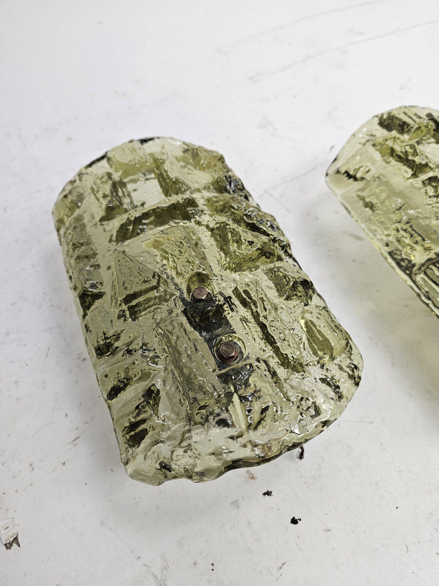 Ensemble de lampes murales en verre vert Holmegaard