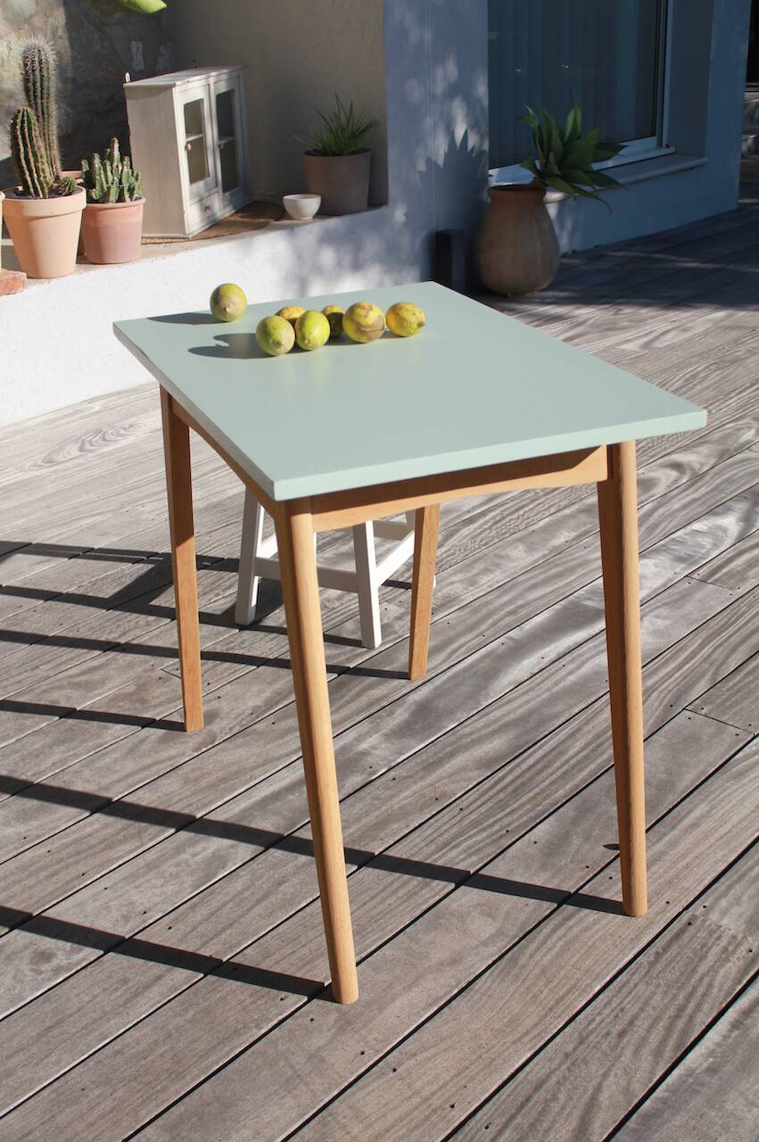 Vintage desk table with compass legs