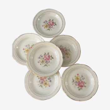 6 old 1930 porcelain hollow plates