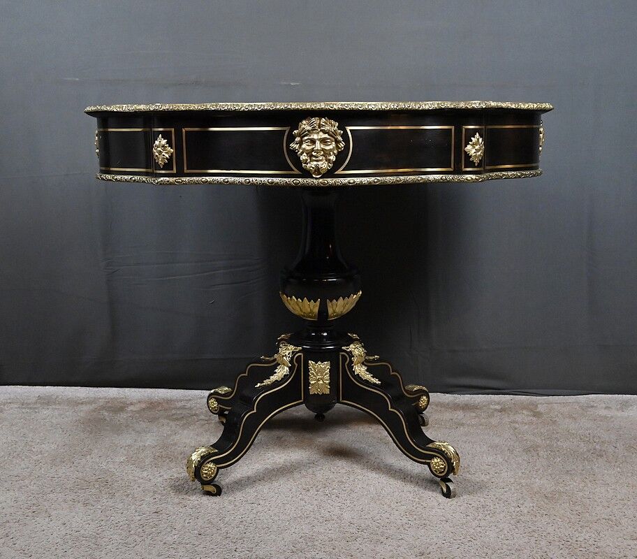 Boulle marquetry violin-shaped table, Napoleon III period – Mid 19th century