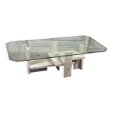 Brutalist Travertine Coffee Table by Willy Ballez
