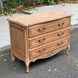 Louis XV Bibus commode, restored in raw solid wood and marquetry, 110cm