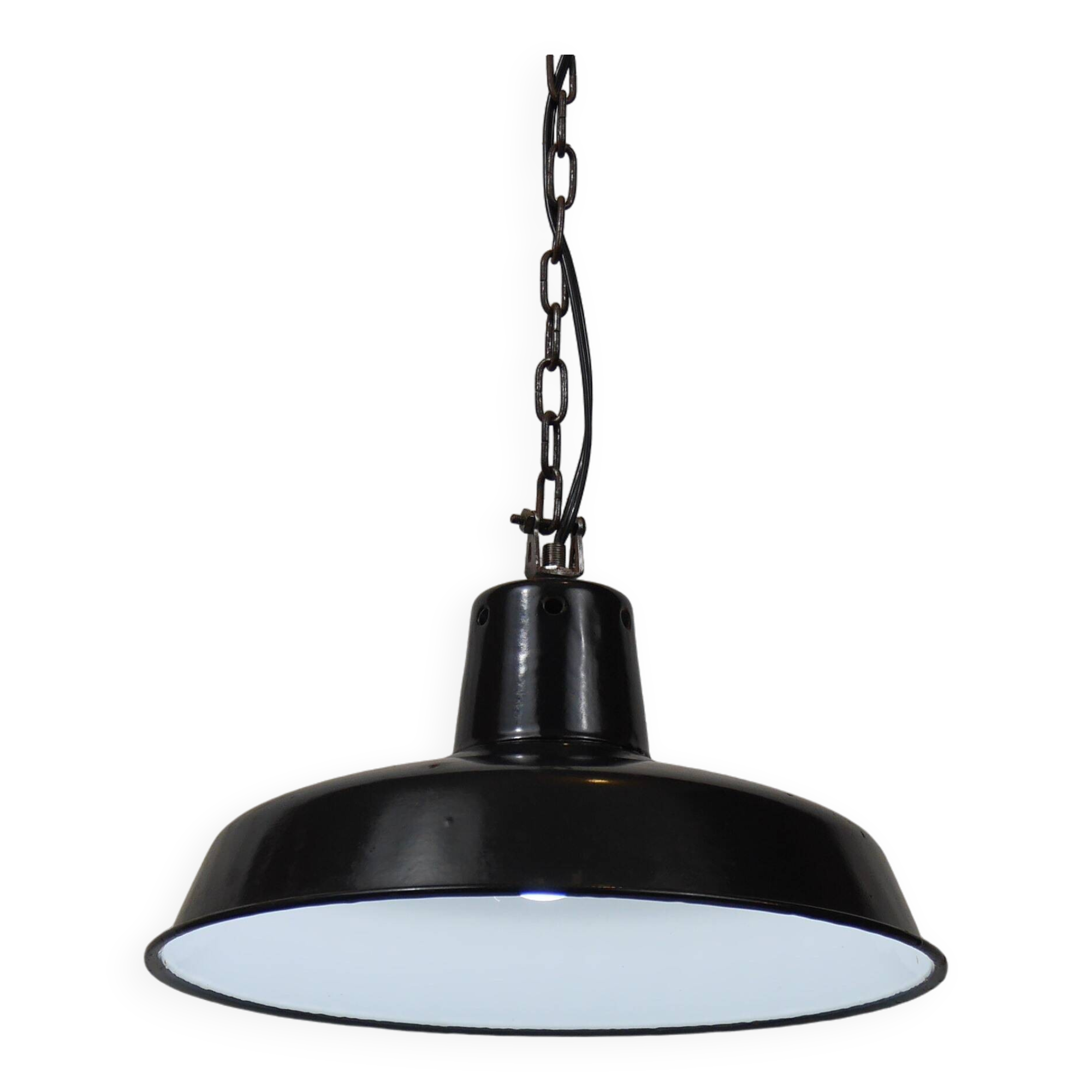 Suspension lampe industrielle tole emaillée noir