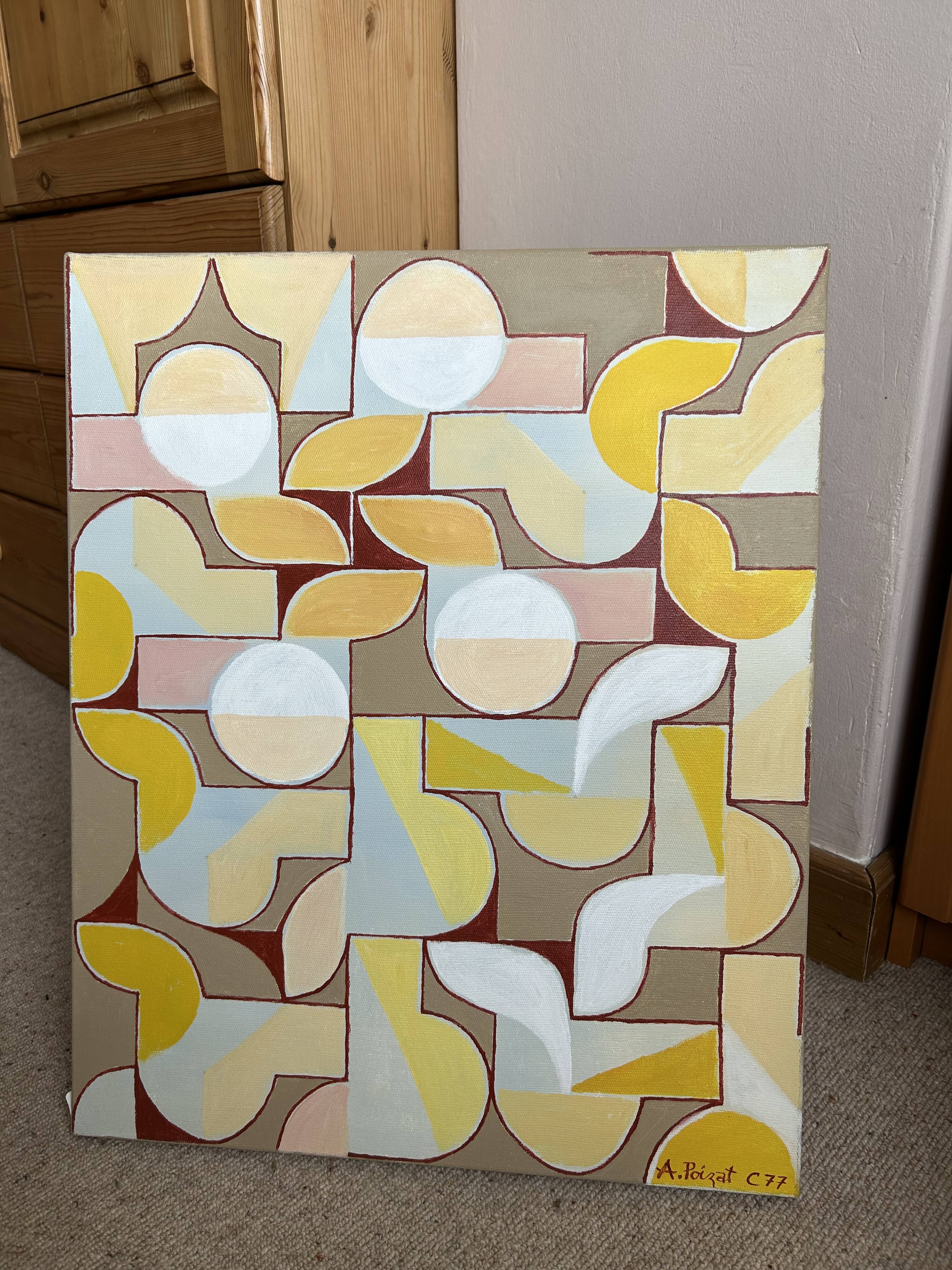 Albert Poizat (b.1940) Large 1977 Geometric Abstract Oil - Millon Paris Pro