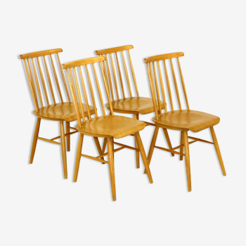 Set de 4 chaises "Pinnstol" en hêtre Suède 1960