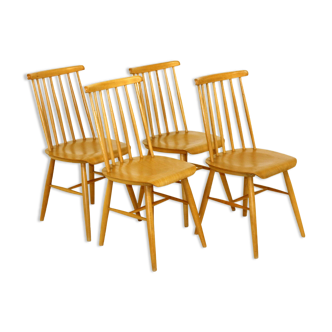 Set of 4 chairs "Pinnstol" in beech, Sweden, 1960