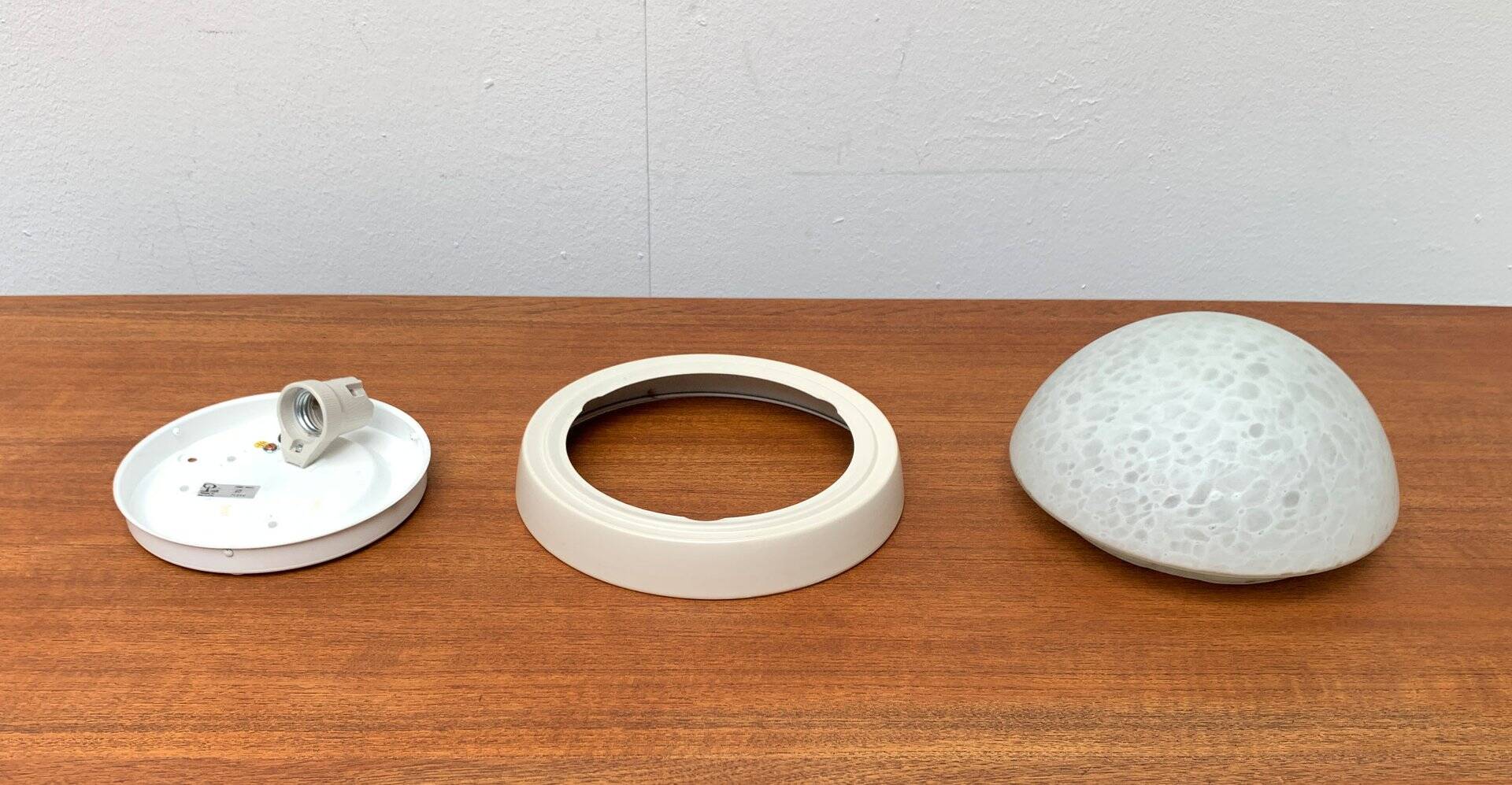 Suspension or wall lamp moon in glass from the vintage German space era by Peill & Putzler, 1970s.