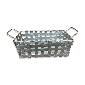 Basket galvanized metal vintage basket mussels crustaceans plant florist tray flowers