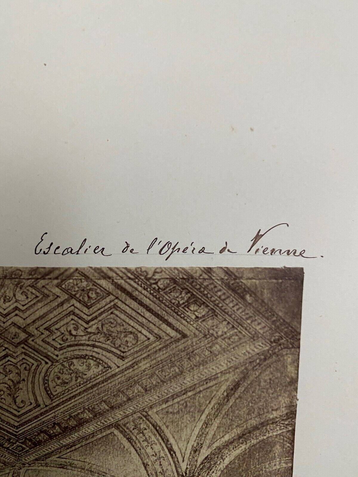 Photo Stairs of the Vienna Opera 19th century albumen laminated cardboard