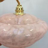 Pair of Art Deco suspensions in pink Clichy glass