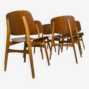 Suite danoise de 5 chaises modèle 155 “Shell” par Børge Mogensen - 1950