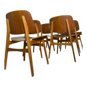 Suite danoise de 5 chaises modèle 155 “Shell” par Børge Mogensen - 1950