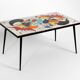 Mid Century Italian Modern Iron Table with Tiled Top and Abstract Motif