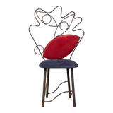 Chaise sculpture vintage années 70 en fer et tissu design italien