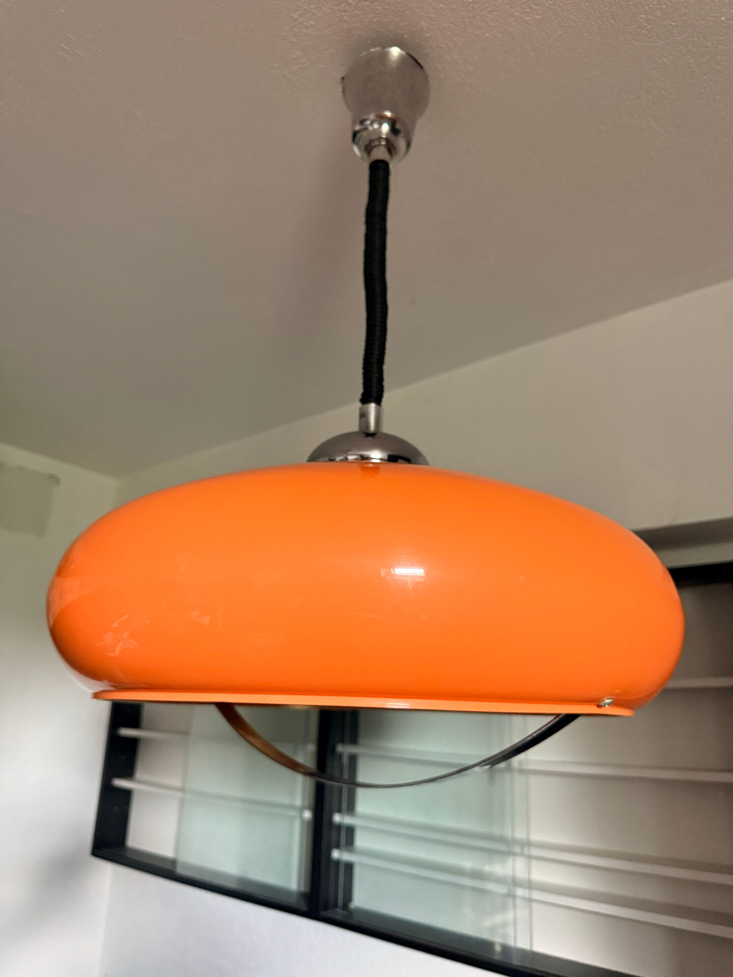 Suspension Space Age orange attribuée à Dijkstra Lampen
