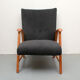 1950s armchair in anthracite velour, completly restored