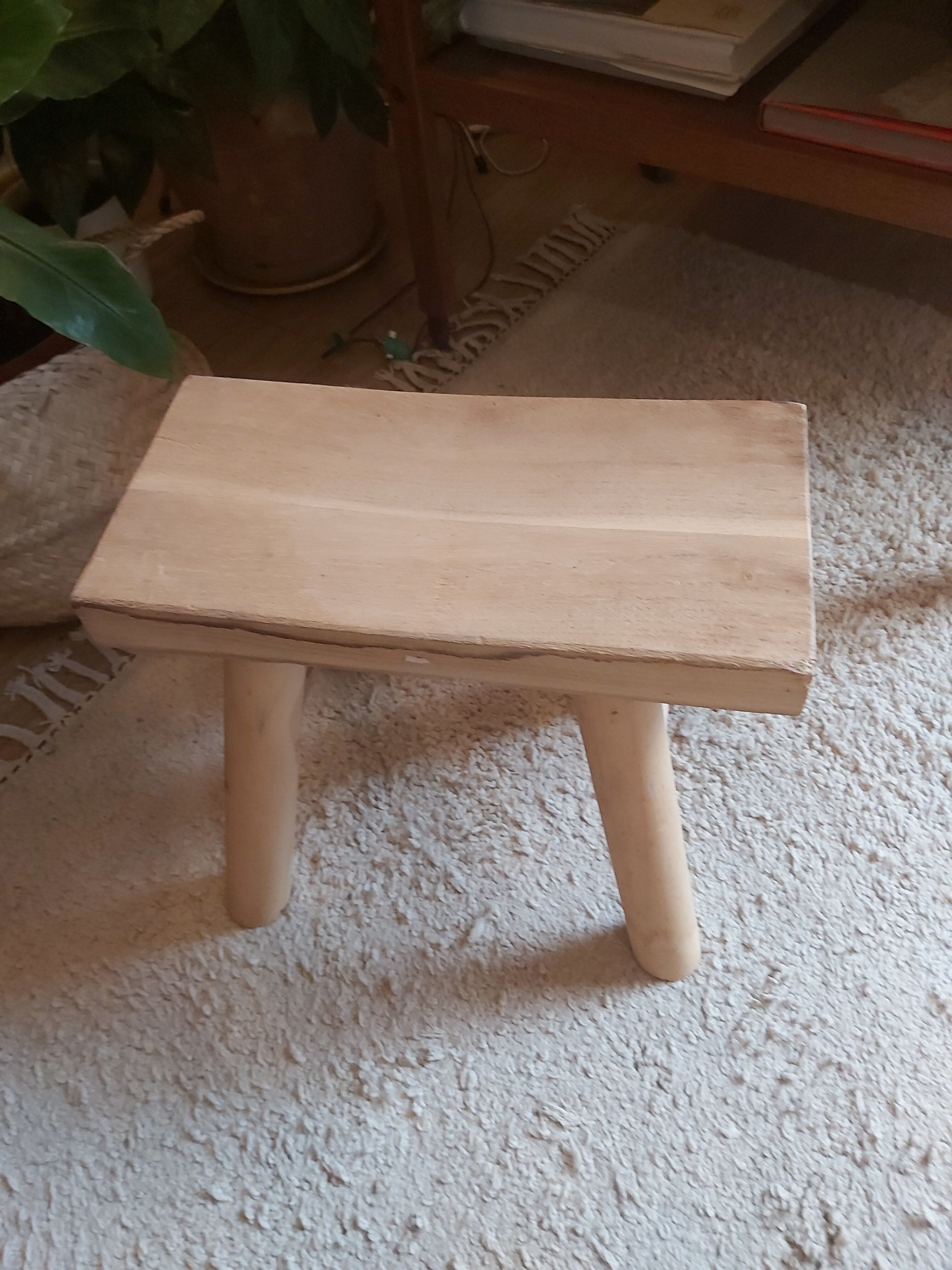 Solid wood raw stool