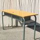 Vintage 2-seater desk with large metal locker