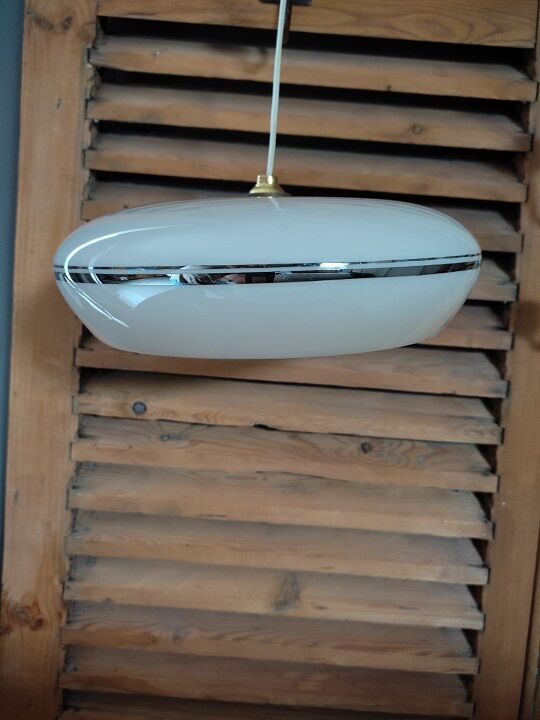 Suspension art deco globe in glass chrome chrome vintage