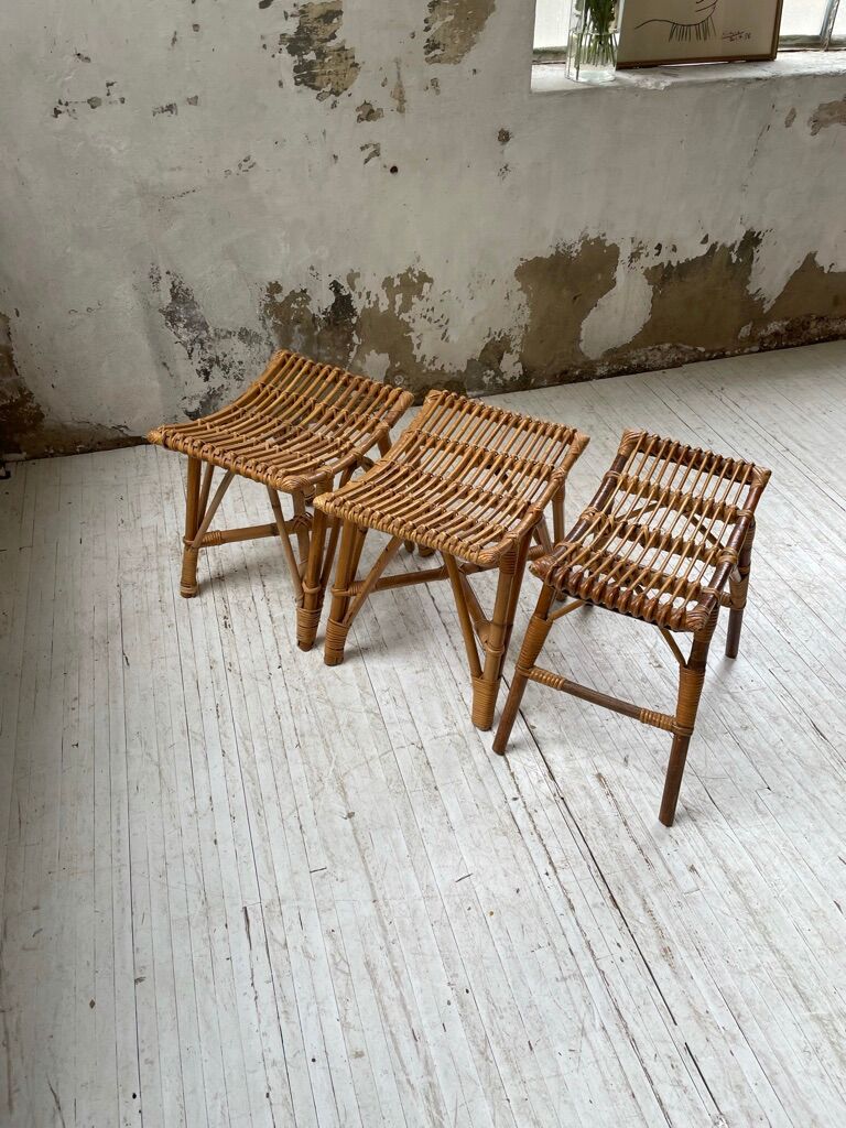 Set 3 rattan stools