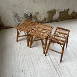 Set 3 rattan stools