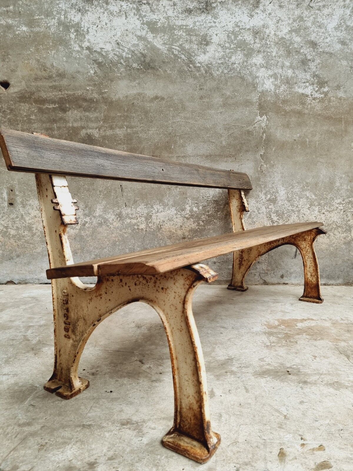 Old garden bench park bench oak with cast iron 160 cm