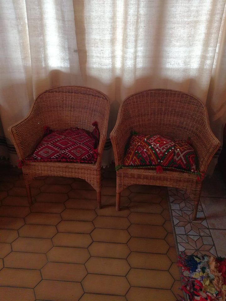 Pair of rattan armchairs