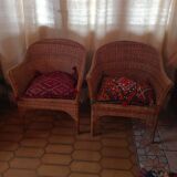 Pair of rattan armchairs