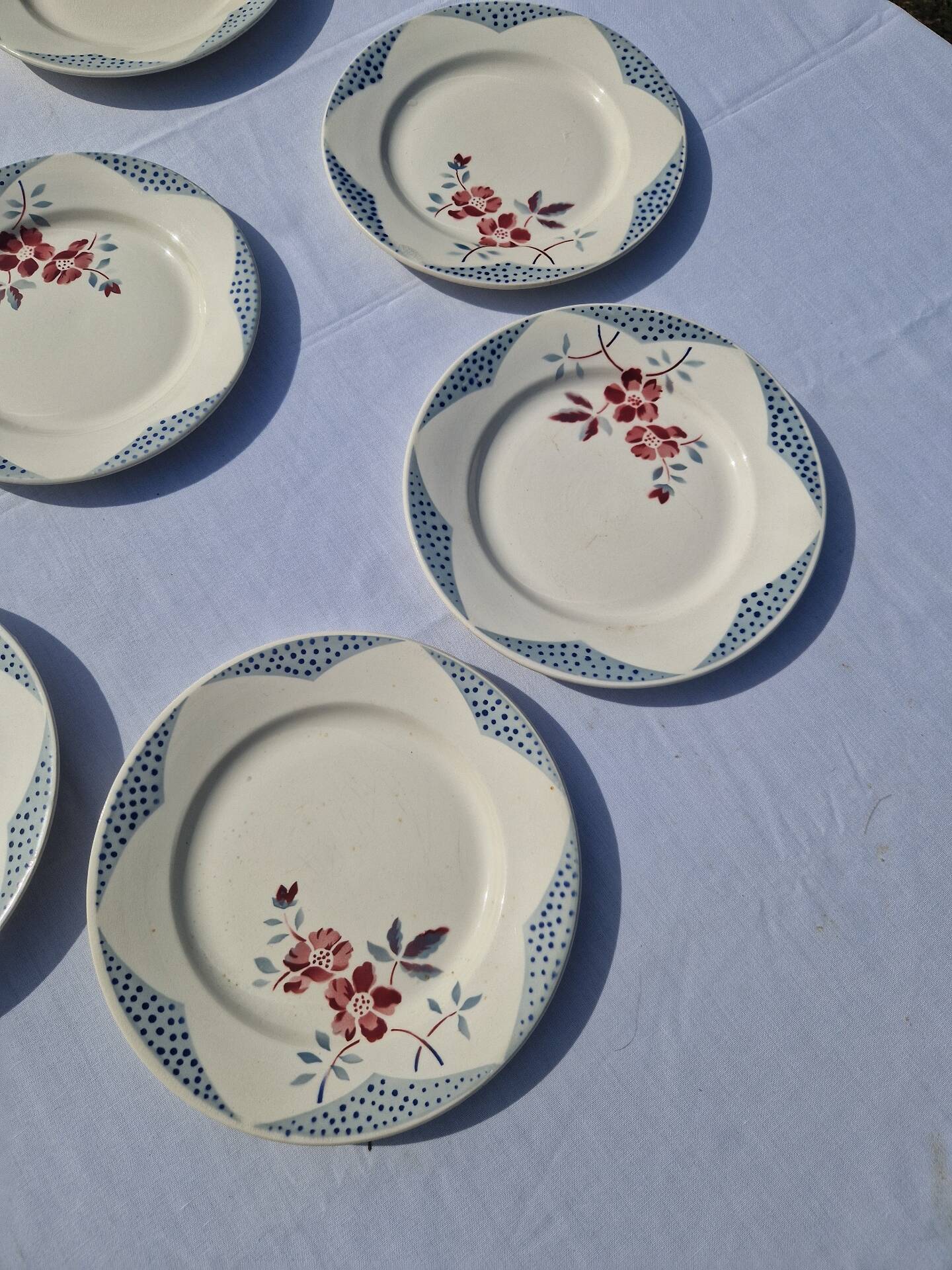 Set of 8 Flat Plates Barfleur Model Sarreguemines Manufacture