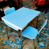 Set table and chairs in blue formica