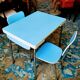 Set table and chairs in blue formica