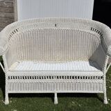 White rattan sofa