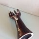 Hand baguier soliflore in brown ceramic, vintage 60/70s